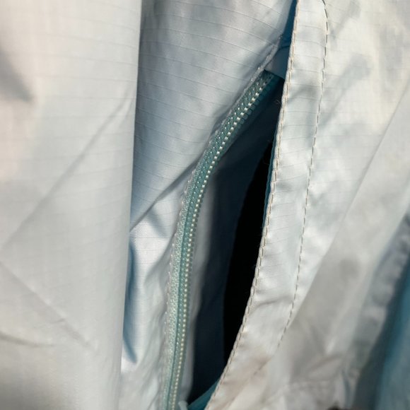 Athletic Works Rain Jacket Blue Nylon Hooded Lightweight Womens Size Med (8-10) - Picture 9 of 12